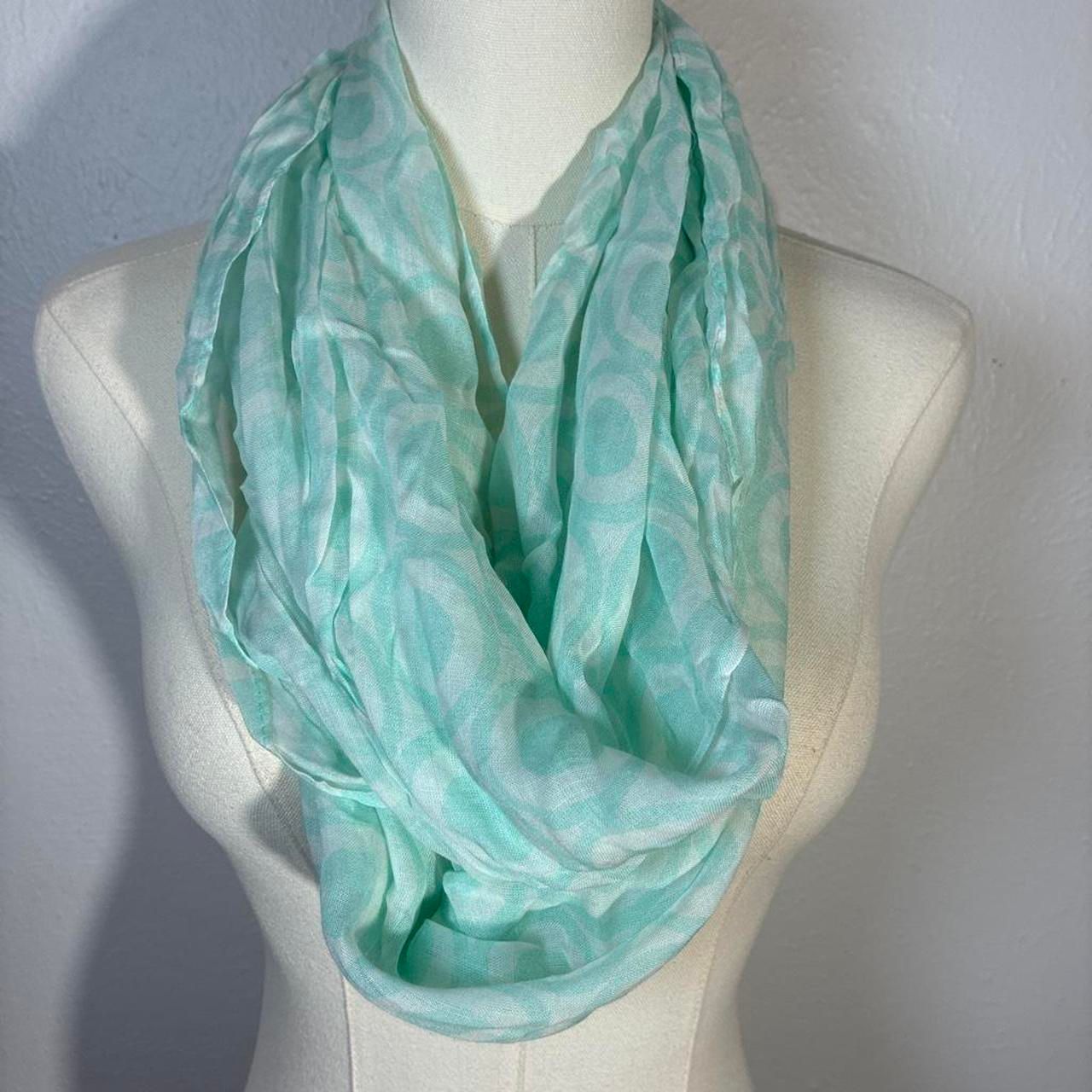 NoBrand 100 Silk Scarf Green White Infinity Scarf